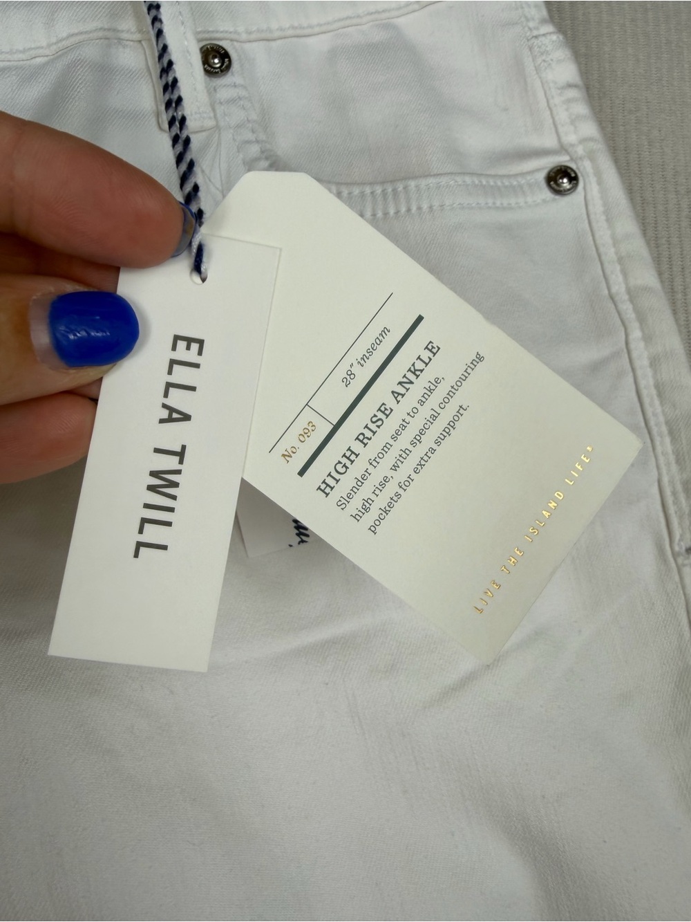 Tommy Bahama Ella Twill High Rise Ankle Jeans White Size 6/28 NWT Stretch Denim - Picture 15 of 16